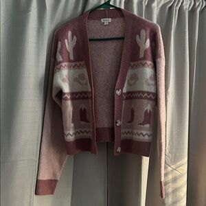 Debut Pink and Cream Patterned Cardigan